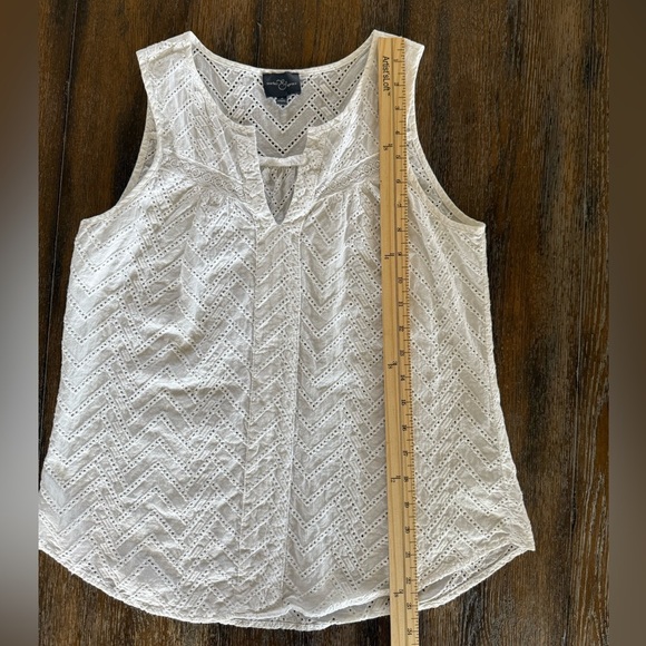 Market & Spruce Women’s White Cotton Eyelet Tank Top Shirt Size M - Picture 3 of 8